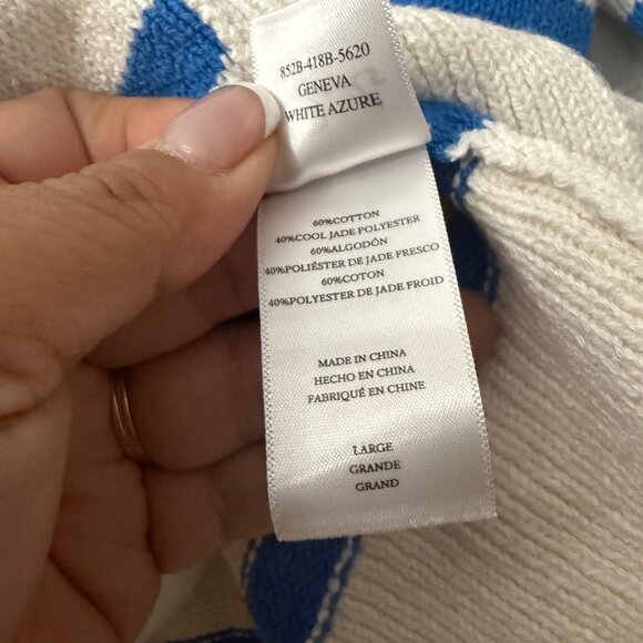Rails Geneva White Azure Knit Oversized Blue Striped Cardigan Sweater Large - Picture 6 of 7